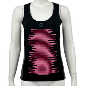 Jamie Sadock Top Womens Medium Black Pink Knit Tank Textured Artsy‎ Golf Active